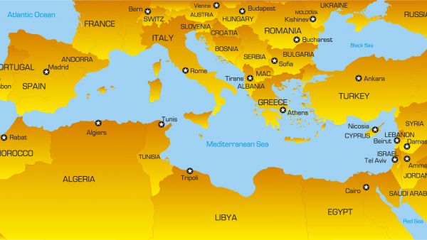 Mediterranean countries region map