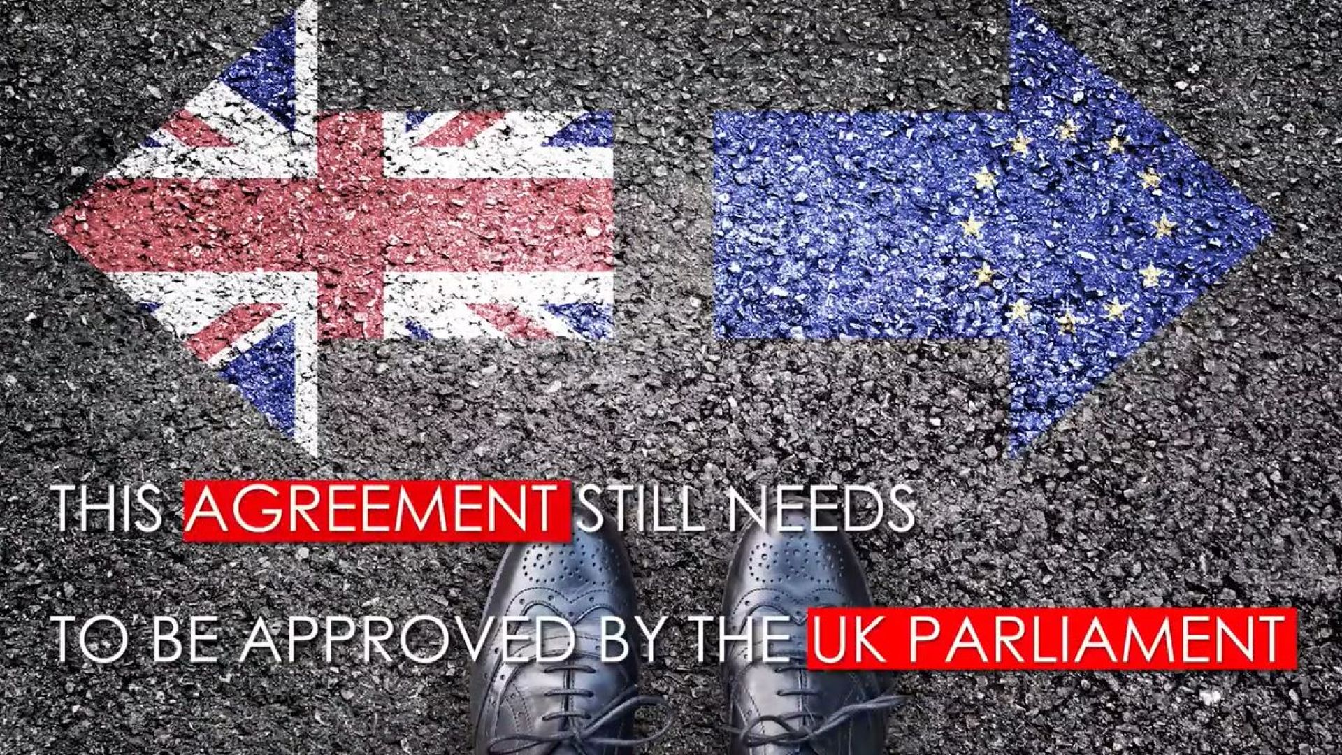 feet and UK and EU arrows like flags