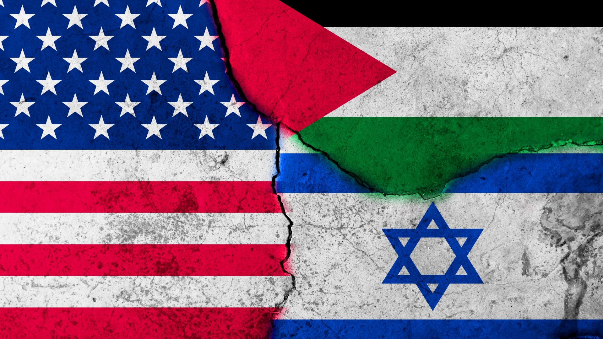 USA Israel Palestine flags 