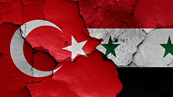 Syria Turkey flag painted on wall