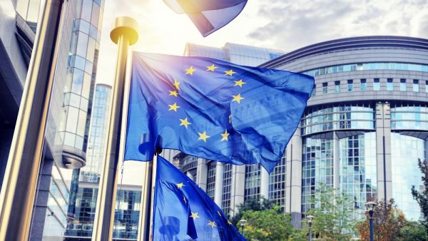 European Parliament brussels eu flags