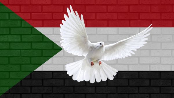 Sudan flag white dove for peace