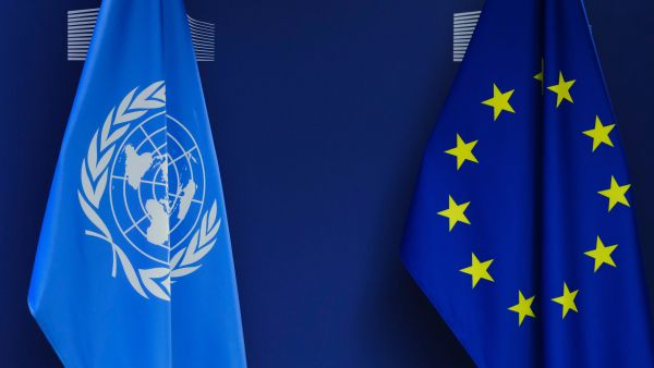 EU United Nations flags