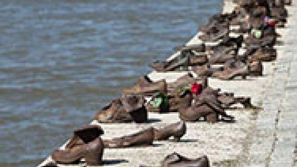 “The &#039;Shoes On The Danube Bank&#039; memorial honors the Jews who were killed by Fascist militiamen in Budapest in 1944-45. 