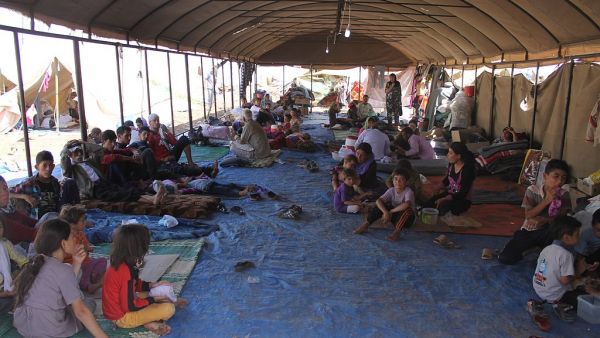 Yazidi refugees at a refugee camp