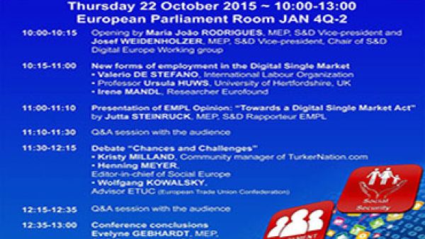 S&D Conference - Employment and Social Security in the Digital Single Market: Chances and Challenges S&D Conference - Employment and Social Security in the Digital Single Market: Chances and Challenges