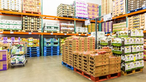 Food in warehouse on palettes waiting for distribution