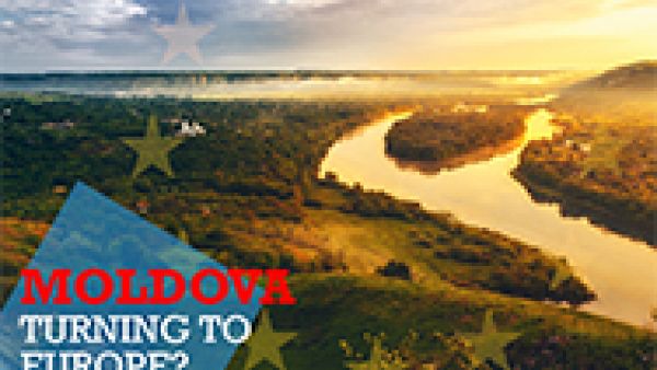 Moldova lake and turning to Europe slogan