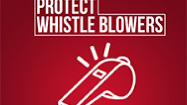 Protect whistle blowers text on whistle