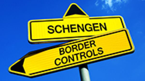 Schengen and border controls sign posts