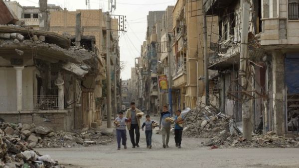 Demolished buildings in Syria