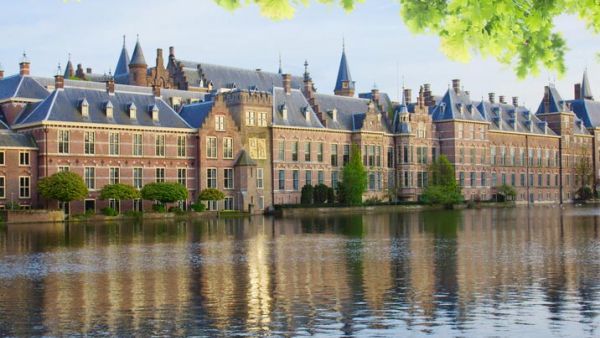 Fair Tax Event - Stop the corporate tax race to the bottom. Dutch Parliament building in The Hague