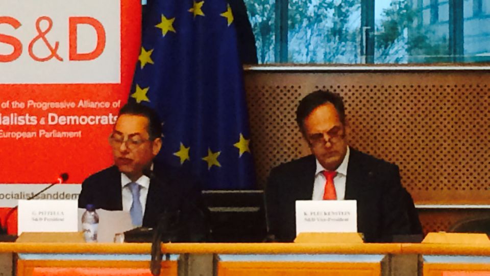 Gianni Pittella, president of the Socialists and Democrats Group in the European Parliament, and S&amp;D vice-chair responsible for foreign affairs, Knut Fleckenstein