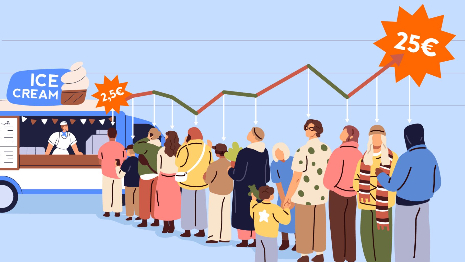 people queuing at ice cream truck