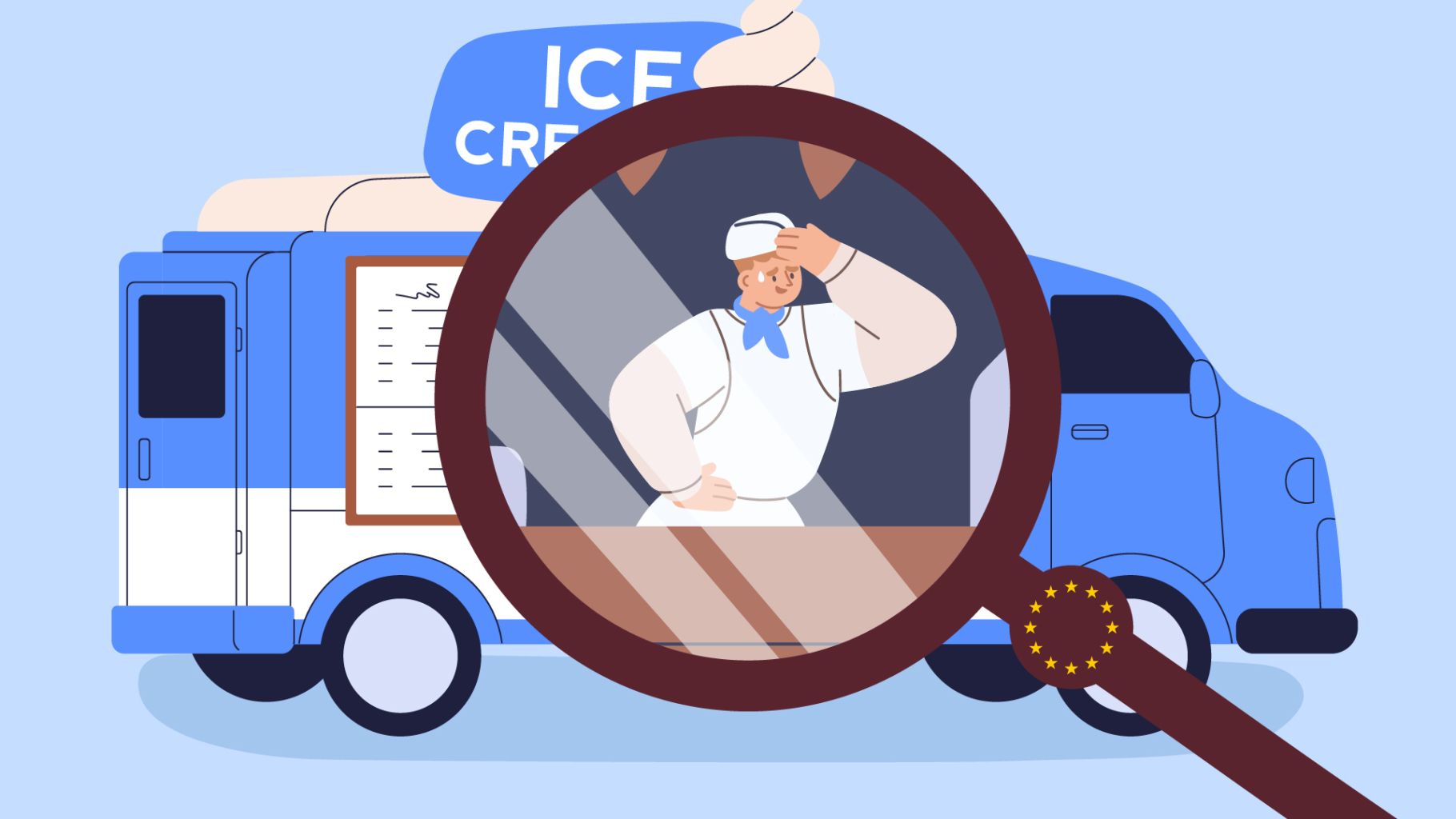 ice cream seller under the microscope